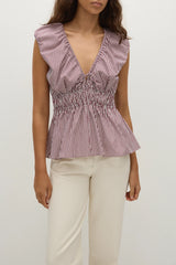 Hedda Top Maia Stripe Burgundy - Final Sale