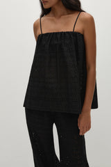Navia Top Agnes Broderie Anglaise Black - Final Sale