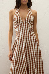 Marais Midi Dress Gingham Cedar - Final Sale