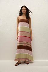 Yolina Maxi Dress Barragan Stripe Dusty Mauve - Final Sale