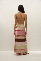 Martina Maxi Skirt Barragan Stripe Dusty Mauve - Final Sale
