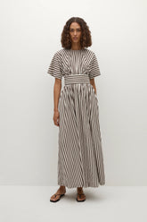 Oda Maxi Dress Norway Stripe Espresso - Final Sale