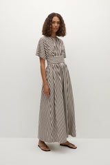 Oda Maxi Dress Norway Stripe Espresso - Final Sale