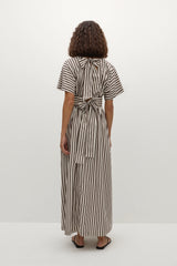 Oda Maxi Dress Norway Stripe Espresso - Final Sale