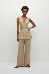 Selan Pant Pinstripe Fawn White - Final Sale