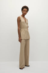 Selan Top Pinstripe Fawn White - Final Sale