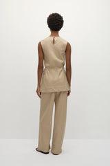 Selan Top Pinstripe Fawn White - Final Sale