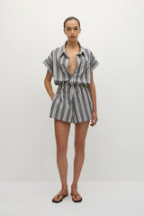 Cyrene Playsuit Antique Navy Stripe - Final Sale