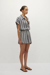 Cyrene Playsuit Antique Navy Stripe - Final Sale