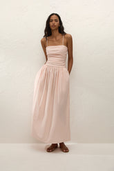 Portlligat Maxi Dress Carmen Stripe Peony White