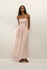 Portlligat Maxi Dress Carmen Stripe Peony White