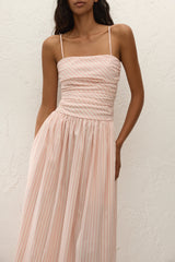 Portlligat Maxi Dress Carmen Stripe Peony White