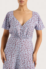 Aurelia Midi Dress Amaryllis Floral Blue - Final Sale
