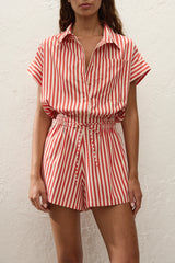 Zion Playsuit Orozco Stripe Dusty Tomato - Final Sale