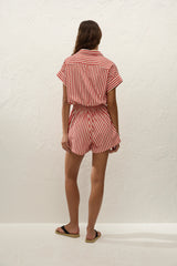 Zion Playsuit Orozco Stripe Dusty Tomato - Final Sale