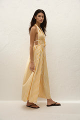 Ermita Midi Dress Orozco Stripe Mustard - Final Sale