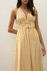 Ermita Midi Dress Orozco Stripe Mustard - Final Sale