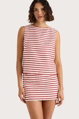 Jane Mini Skirt Breton Stripe Red - Final Sale