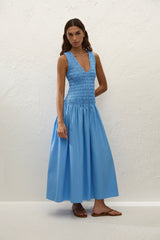 Palomar Midi Dress Mico Pinstripe Azul - Final Sale