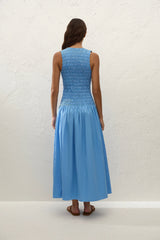Palomar Midi Dress Mico Pinstripe Azul - Final Sale