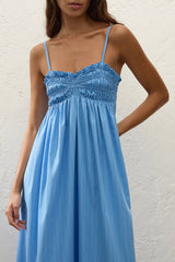 Presa Maxi Dress Mico Pinstripe Azul - Final Sale
