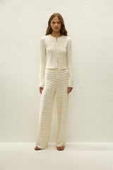 Selly Cardigan Maja Pointelle Vintage White