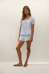 Lonny Top Paloma Check Light Blue White