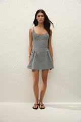 Marcella Mini Dress Black Textured Gingham - Final Sale