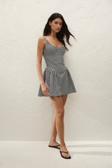 Marcella Mini Dress Black Textured Gingham - Final Sale