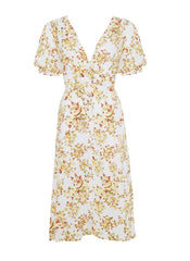 Goldie Floral Off White Rafa Midi Dress - Final Sale