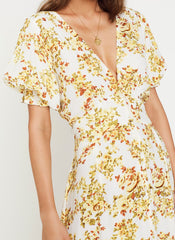 Goldie Floral Off White Rafa Midi Dress - Final Sale