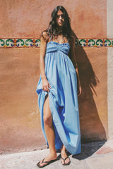 Presa Maxi Dress Mico Pinstripe Azul - Final Sale