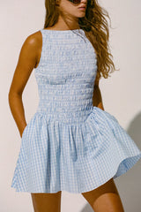 Martina Mini Dress Paloma Check Light Blue White