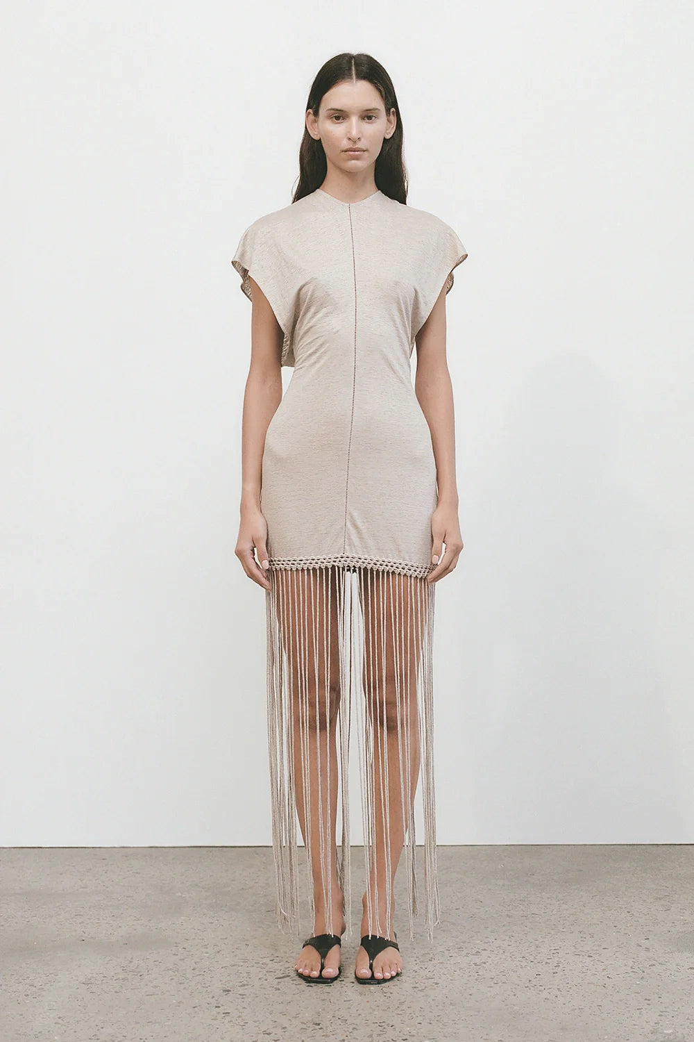 Ines Fringe Dress Oatmeal - Final Sale