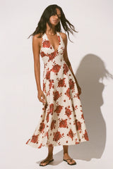 Marais Midi Dress Cecile Floral Garnet - Final Sale