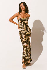 Yolaine Midi Dress Jardin Floral Chocolate - Final Sale