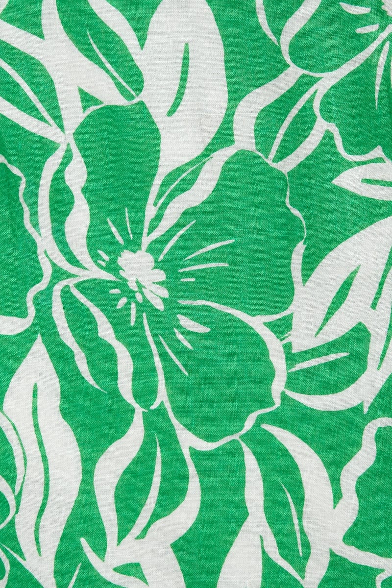 Dalaila Tie Top El Marsa Floral Print Green - Final Sale