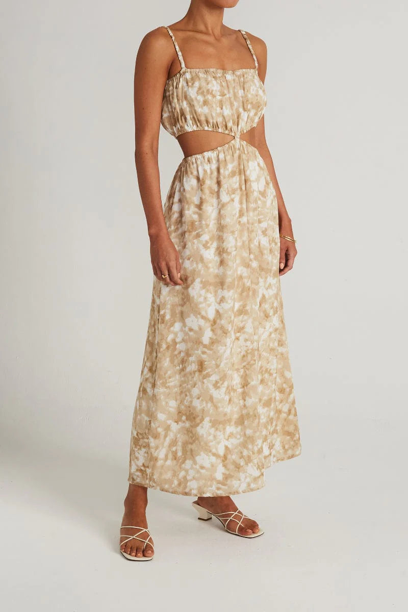Celina Midi Dress Roos Tie Dye Stone - Final Sale