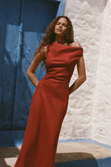 Suis Midi Dress Deep Red - Final Sale