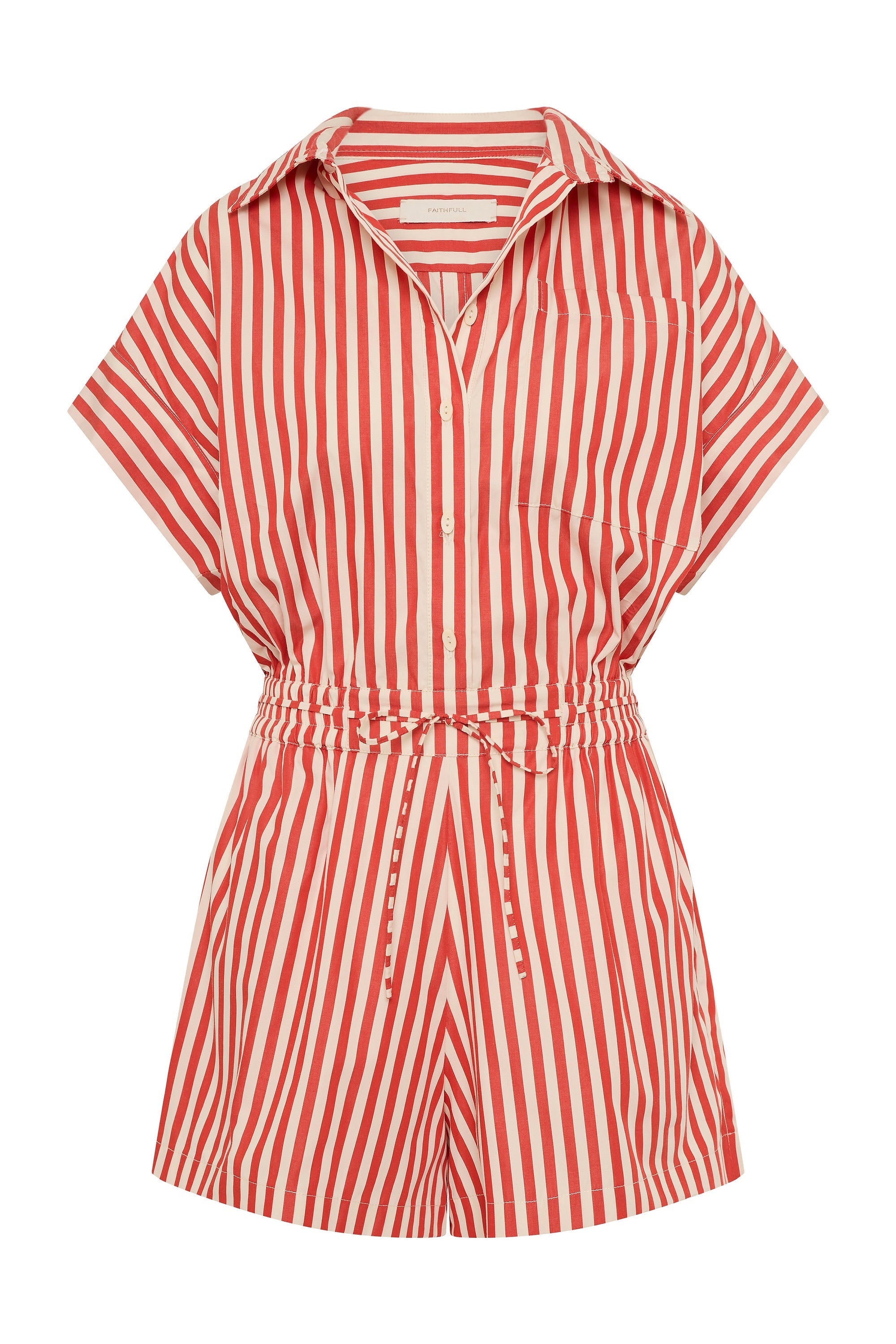 Zion Playsuit Orozco Stripe Dusty Tomato - Final Sale