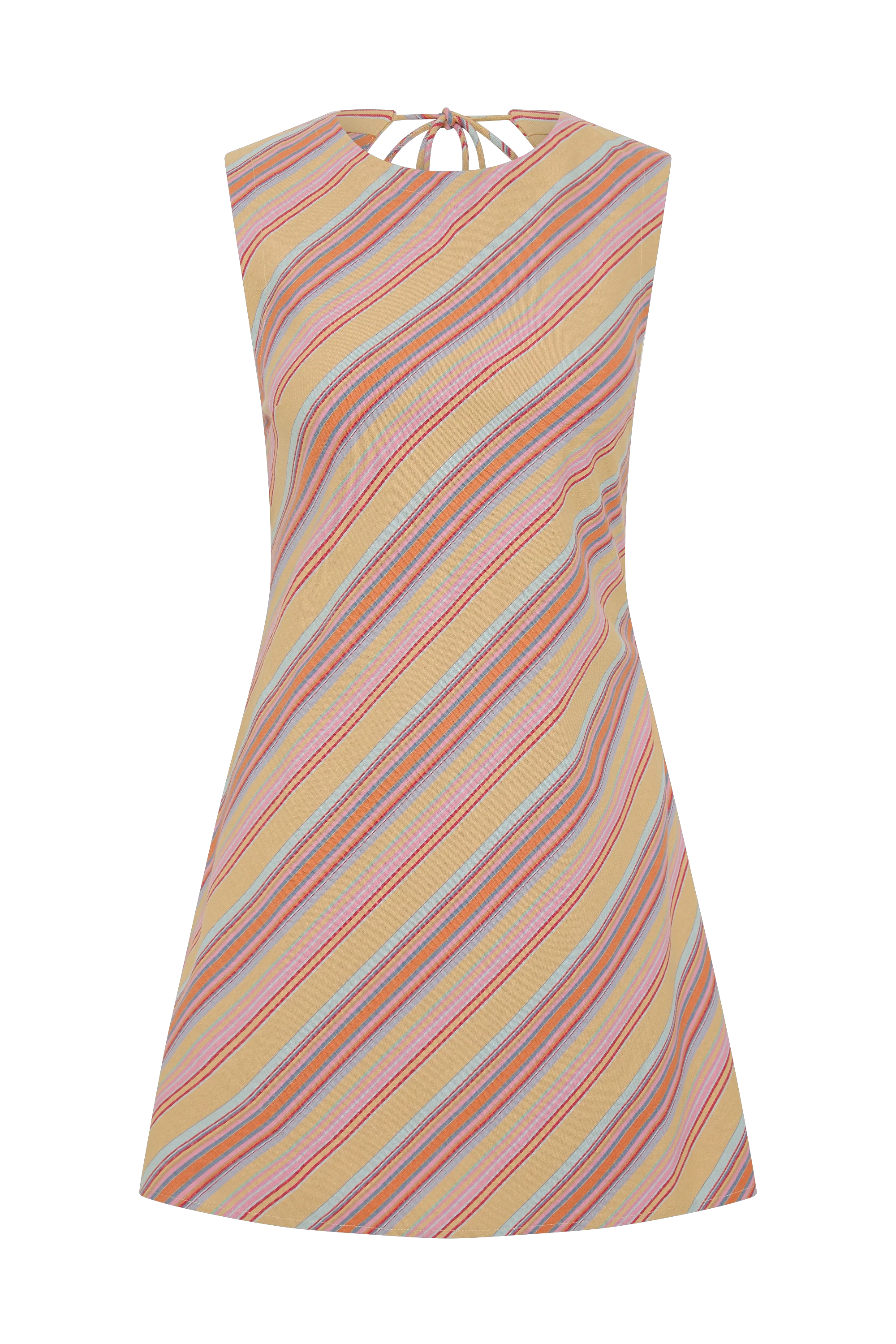 Julia Mini Dress Agua Stripe Mustard - Final Sale