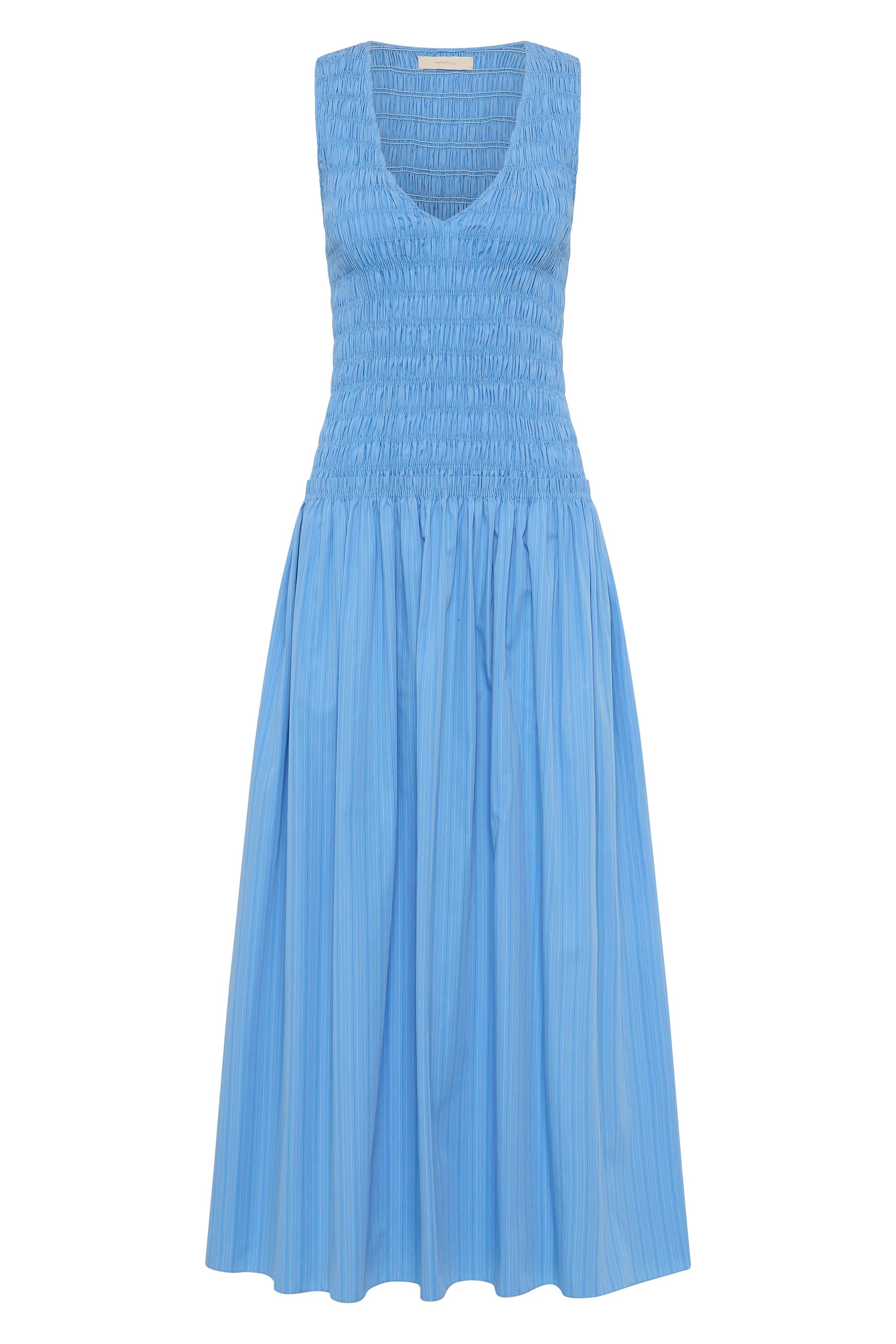 Palomar Midi Dress Mico Pinstripe Azul - Final Sale