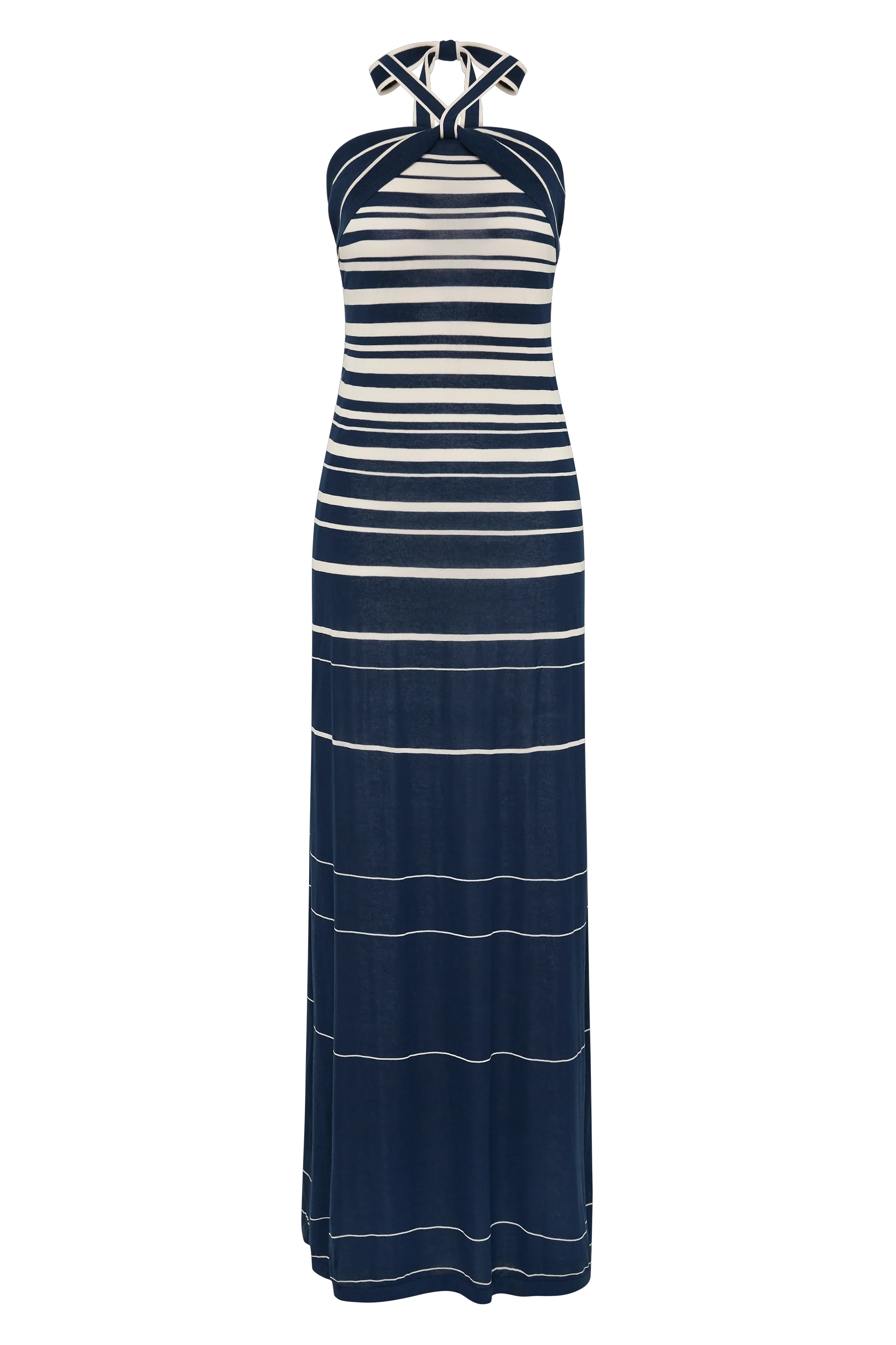Axel Maxi Dress Accordion Stripe Cream Navy - Final Sale