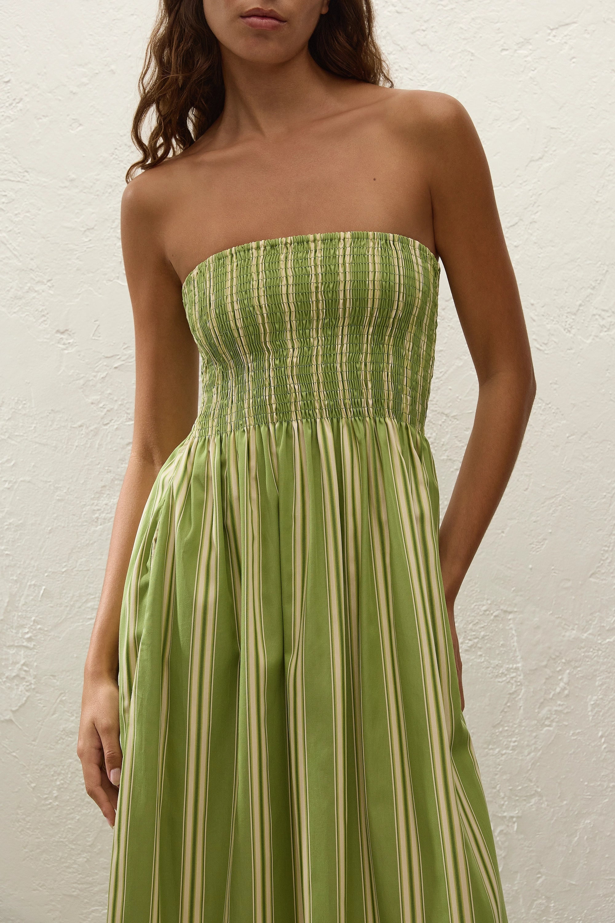 Jamie Midi Dress Ombre Stripe Juniper - Final Sale