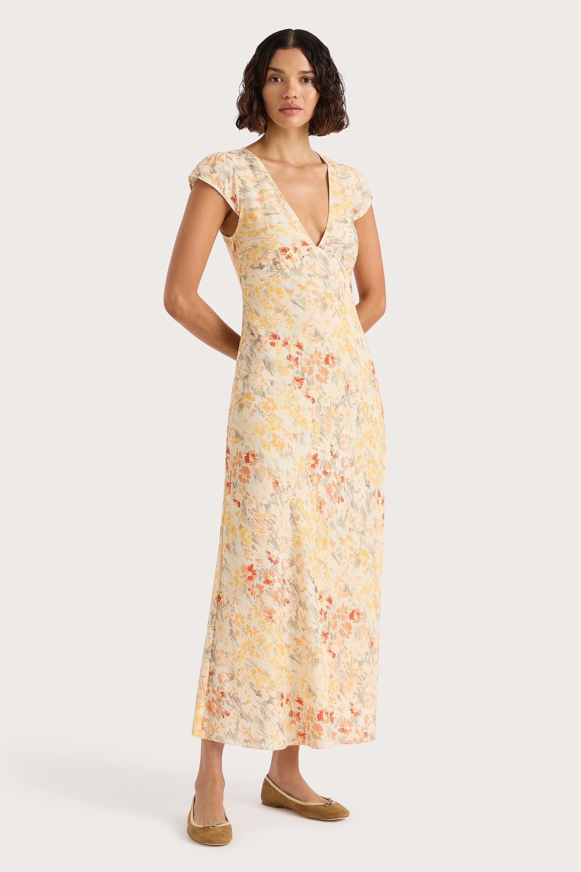 Esson Midi Dress Adeline Floral Yellow - Final Sale
