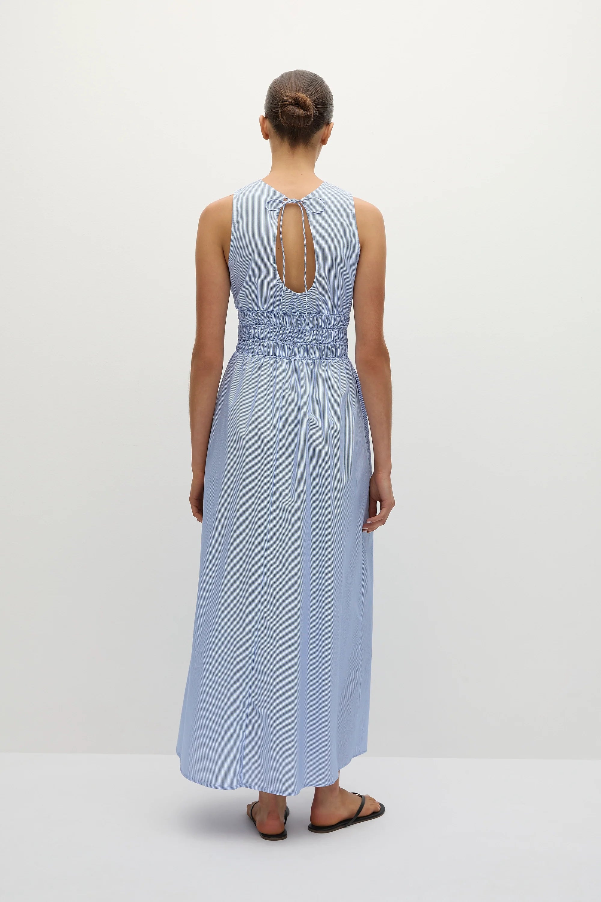 Astra Midi Dress Soft Blue Stripe - Final Sale