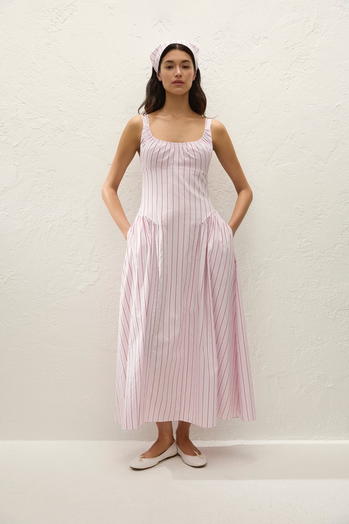 Marcella Midi Dress Fiori Stripe Palazzo - Final Sale