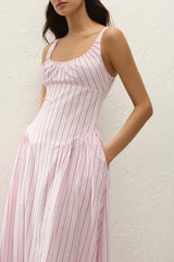 Marcella Midi Dress Fiori Stripe Palazzo - Final Sale