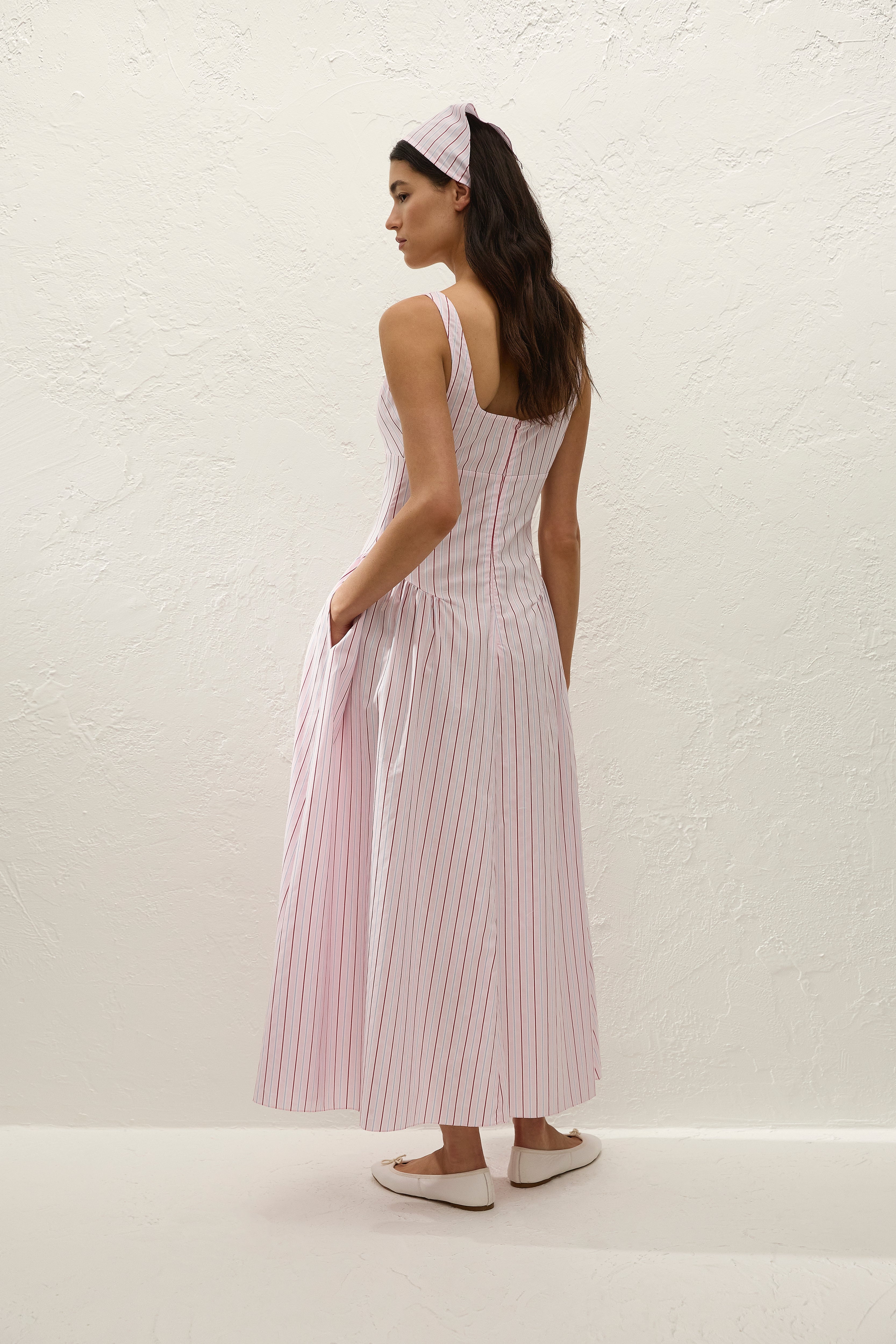 Marcella Midi Dress Fiori Stripe Palazzo - Final Sale