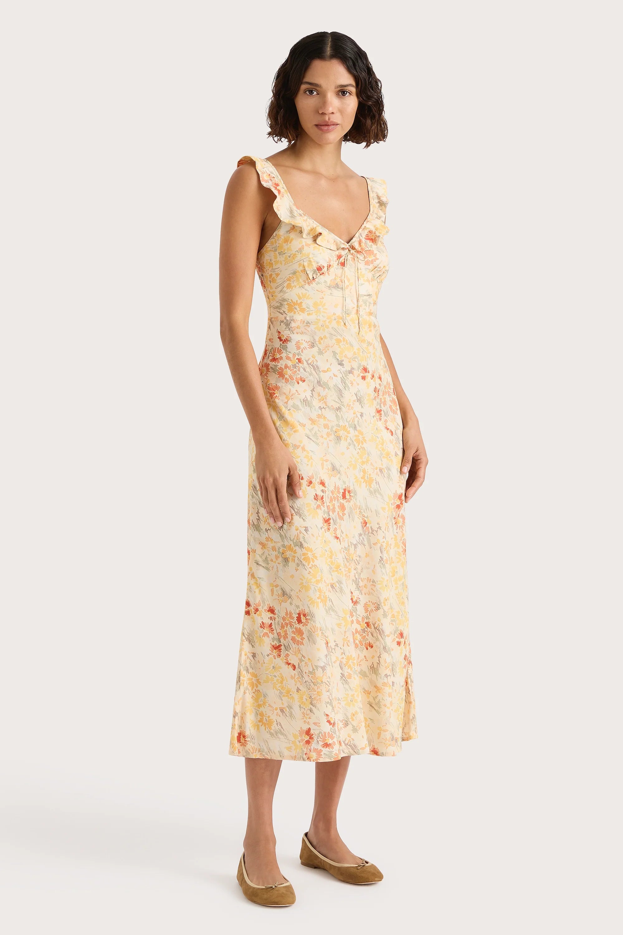 Yvonne Midi Dress Adeline Floral Yellow - Final Sale